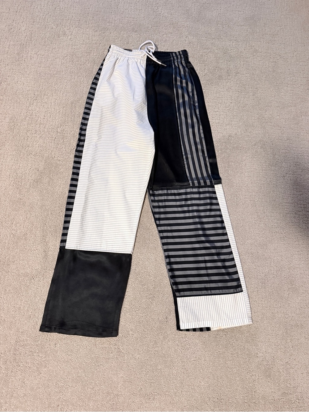 MM6 Maison Margiela women’s mixed media patchwork drawstring Pants, 36